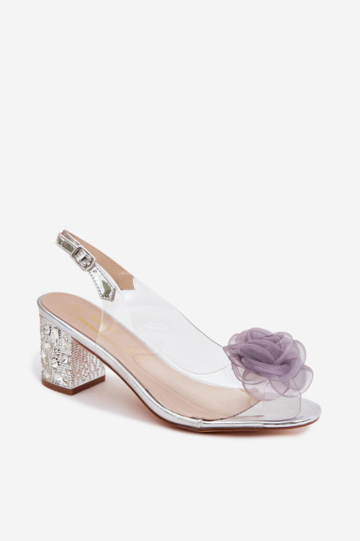 sandali Guardare attraverso con i tacchi con gli occhi lucenti SiateczkoAa colore rosaa D&A MR61-9011 color argento