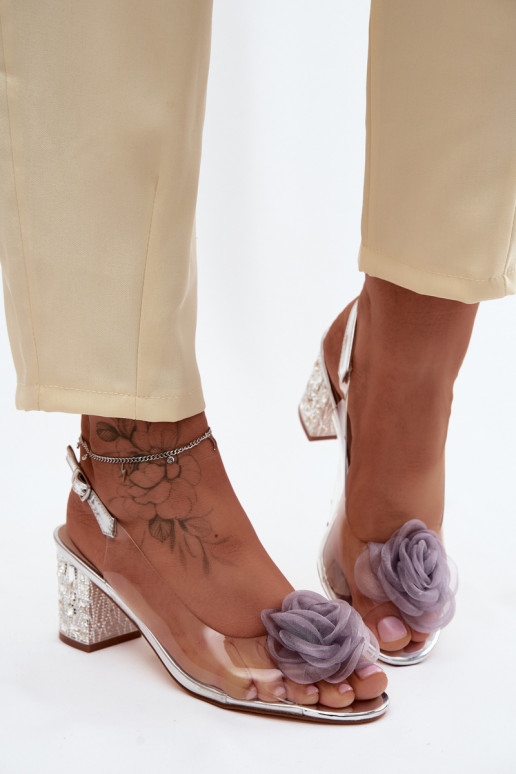 sandali Guardare attraverso con i tacchi con gli occhi lucenti SiateczkoAa colore rosaa D&A MR61-9011 color argento