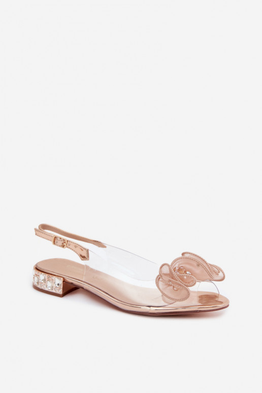 Sandali trasparenti da donna con gemme scintillanti D&A MR61-9002 oro rosa