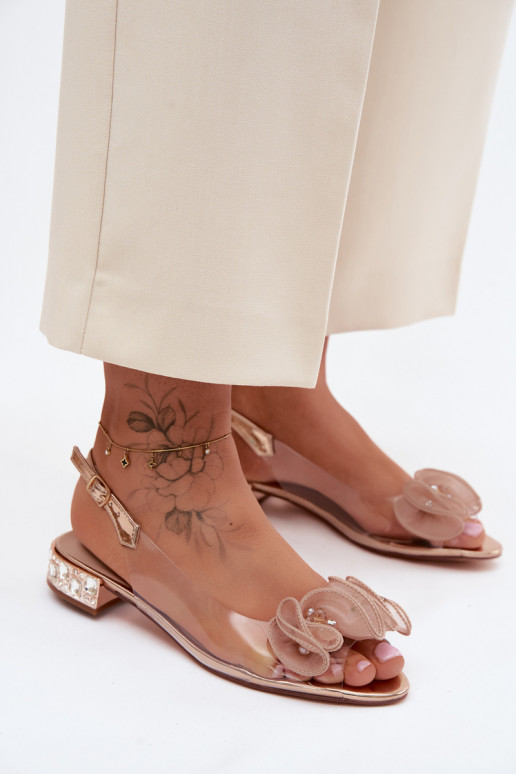 Sandali trasparenti da donna con gemme scintillanti D&A MR61-9002 oro rosa