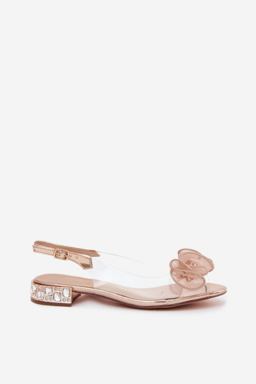 Sandali trasparenti da donna con gemme scintillanti D&A MR61-9002 oro rosa