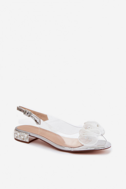 Sandali trasparenti da donna con gemme scintillanti D&A MR61-9002 argento