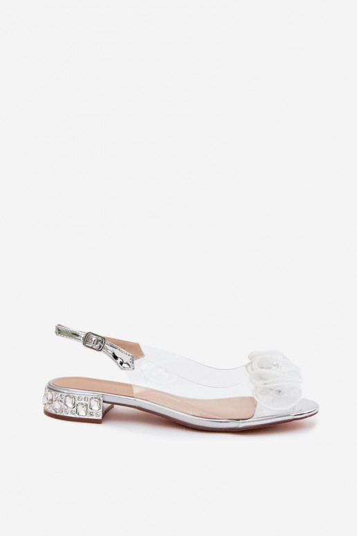 Sandali trasparenti da donna con gemme scintillanti D&A MR61-9002 argento