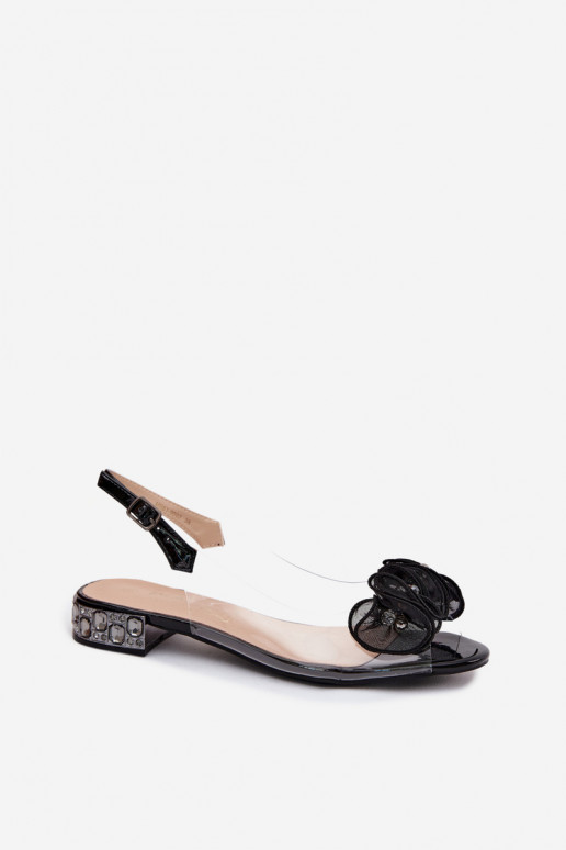 Sandali trasparenti da donna con gemme scintillanti D&A MR61-9002 nero
