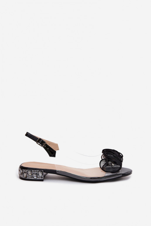 Sandali trasparenti da donna con gemme scintillanti D&A MR61-9002 nero