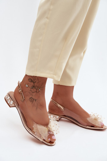 Sandali trasparenti da donna con fiocchi D&A MR61-9001 oro rosa
