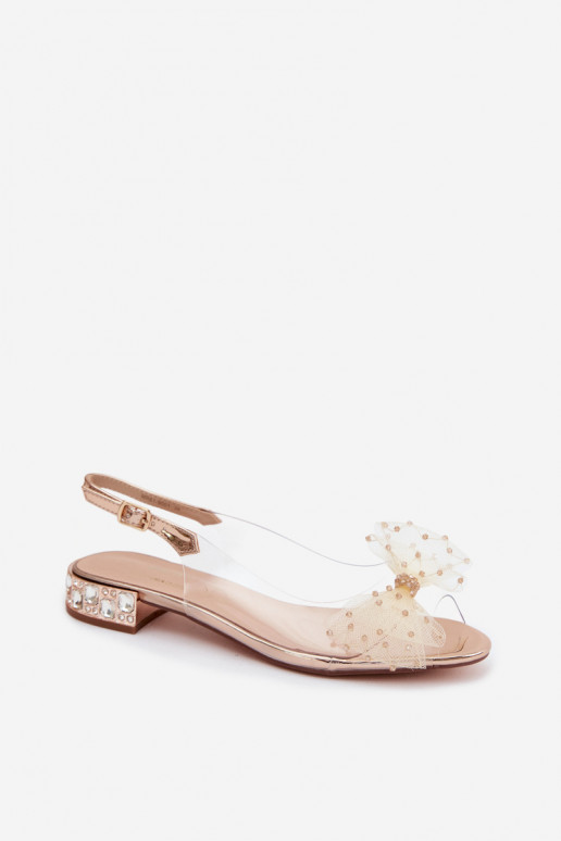Sandali trasparenti da donna con fiocchi D&A MR61-9001 oro rosa