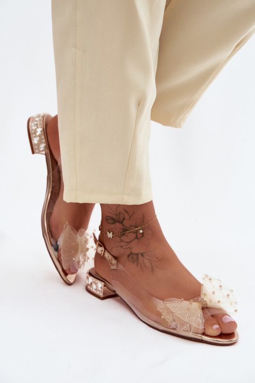 Sandali trasparenti da donna con fiocchi D&A MR61-9001 oro rosa