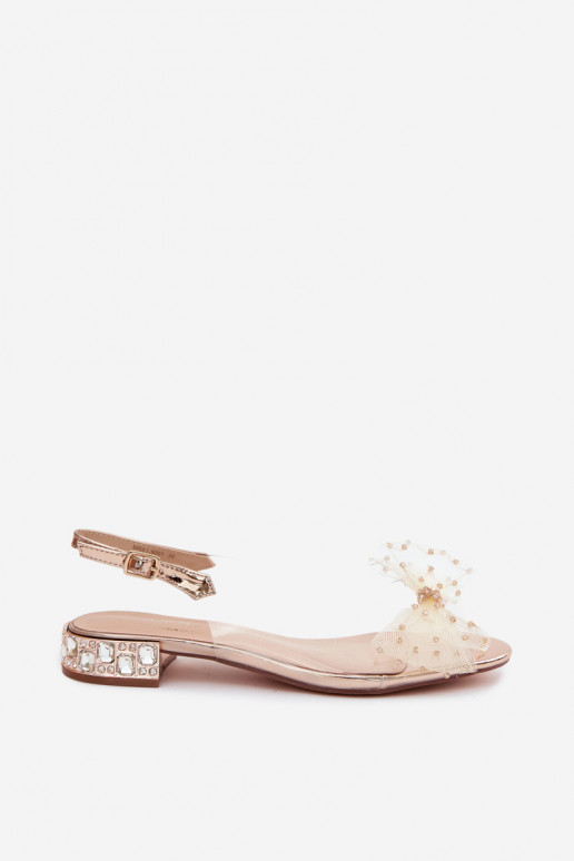 Sandali trasparenti da donna con fiocchi D&A MR61-9001 oro rosa