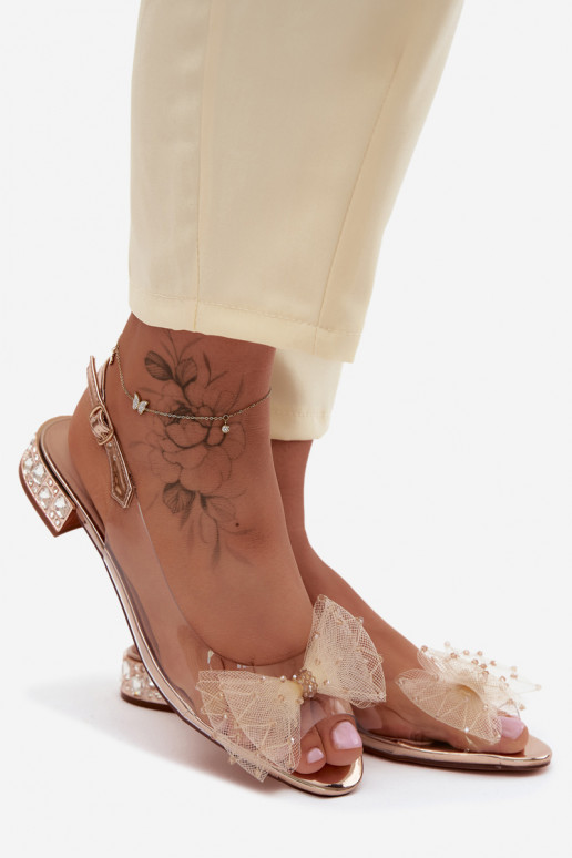 Sandali trasparenti da donna con fiocchi D&A MR61-9001 oro rosa
