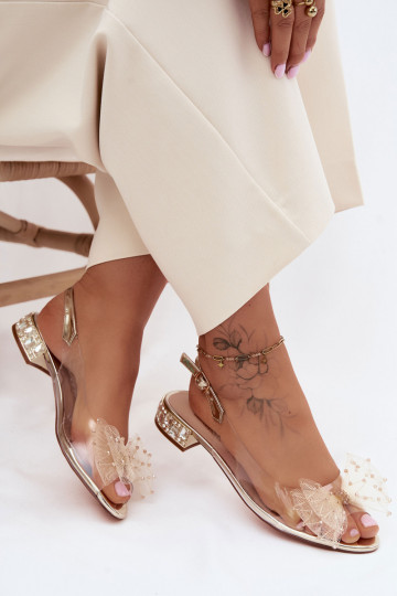 Sandali trasparenti da donna con fiocchi D&A MR61-9001 oro