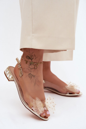Sandali trasparenti da donna con fiocchi D&A MR61-9001 oro 2