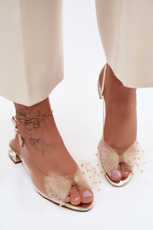 Sandali trasparenti da donna con fiocchi D&A MR61-9001 oro