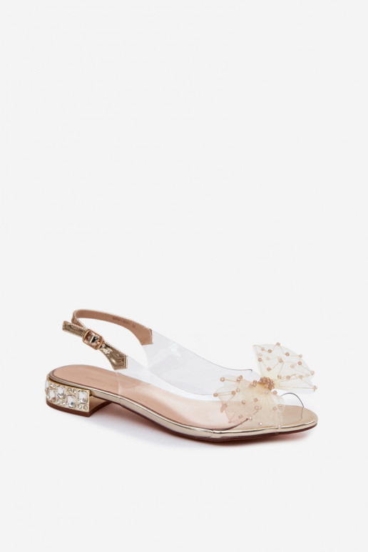 Sandali trasparenti da donna con fiocchi D&A MR61-9001 oro