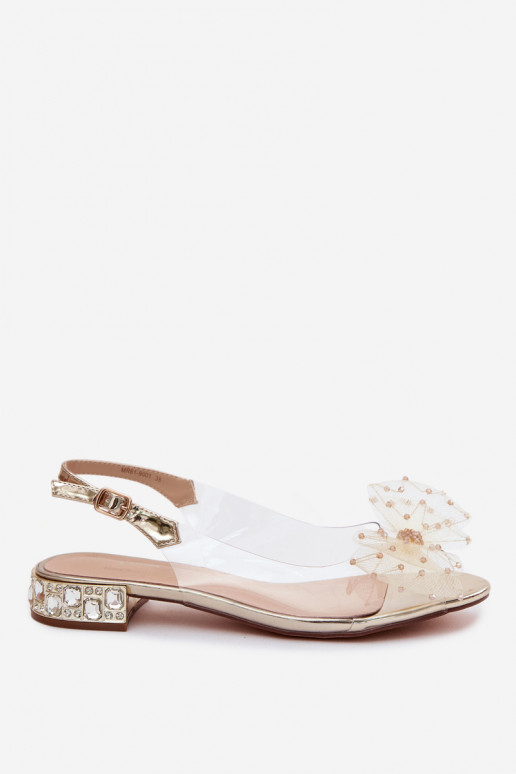 Sandali trasparenti da donna con fiocchi D&A MR61-9001 oro
