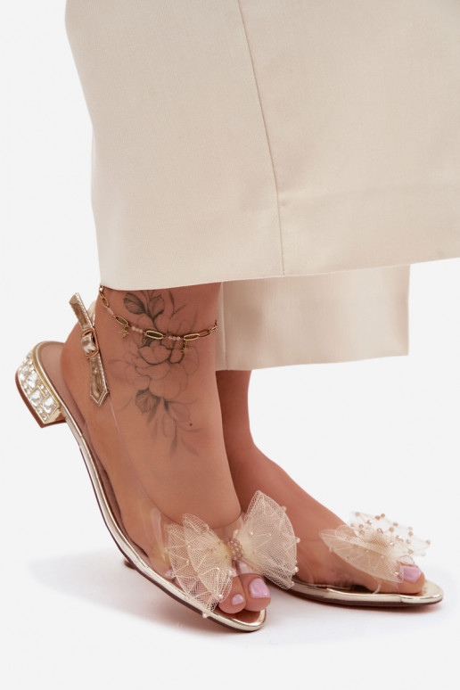 Sandali trasparenti da donna con fiocchi D&A MR61-9001 oro