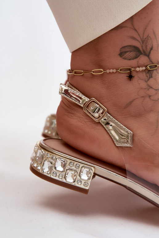 Sandali da donna Guardare attraverso con nastri D&A MR61-9001 colore dorato