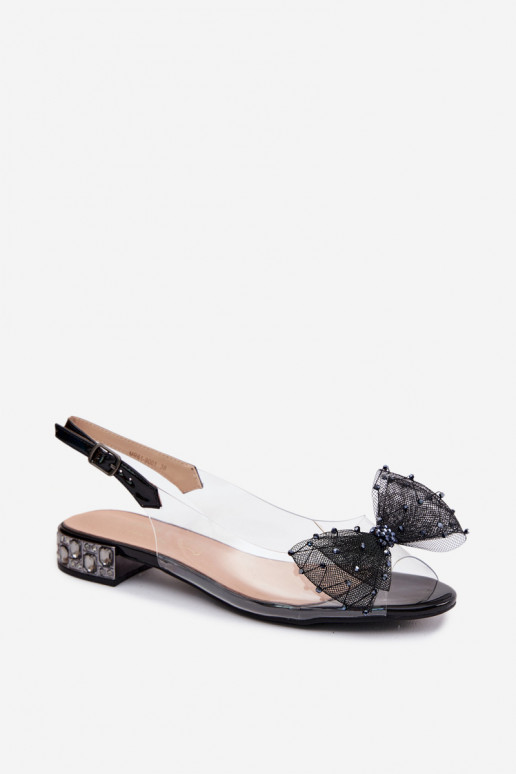 Sandali trasparenti da donna con fiocchi D&A MR61-9001 nero