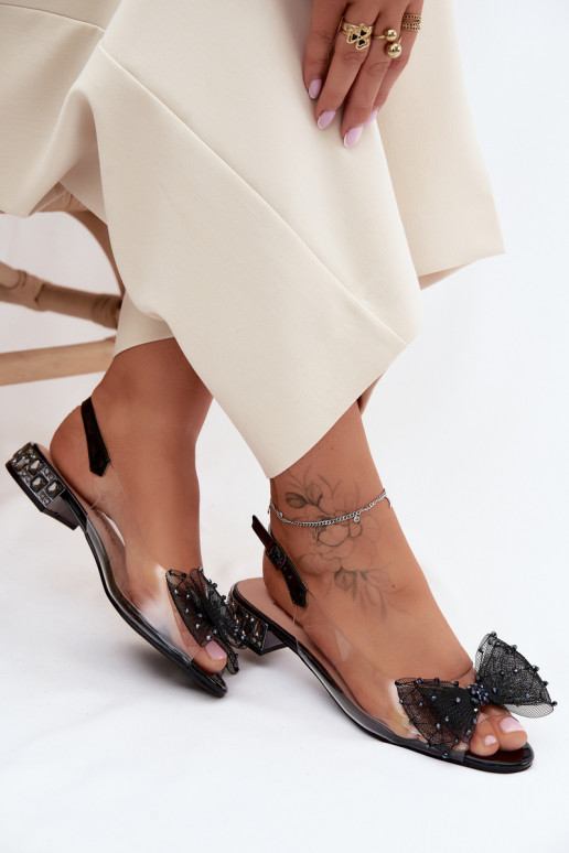 Sandali da donna Guardare attraverso con nastri D&A MR61-9001 colore nero