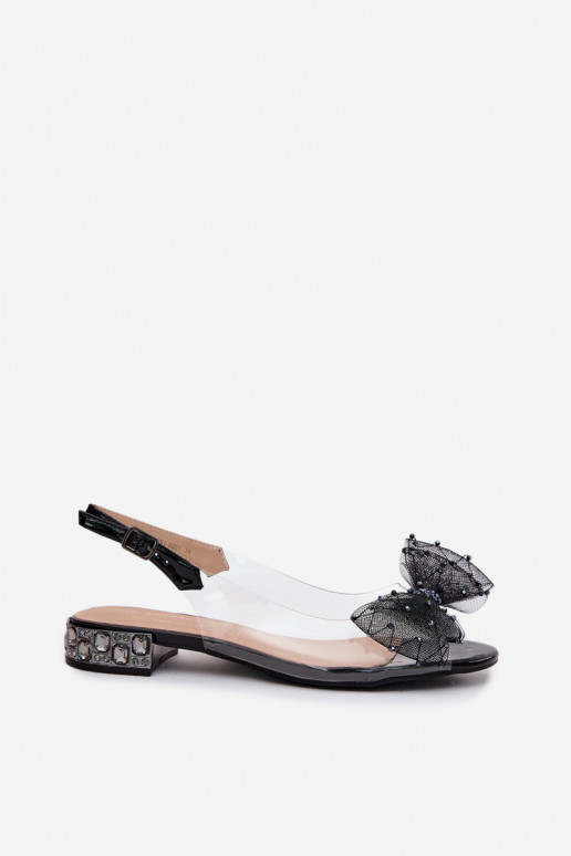 Sandali trasparenti da donna con fiocchi D&A MR61-9001 nero