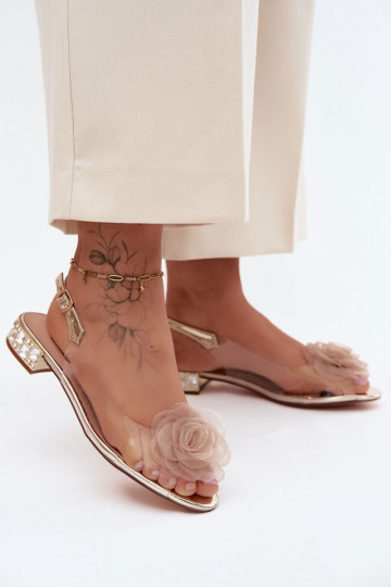 Sandali trasparenti da donna con rosa D&A MR61-9003 oro