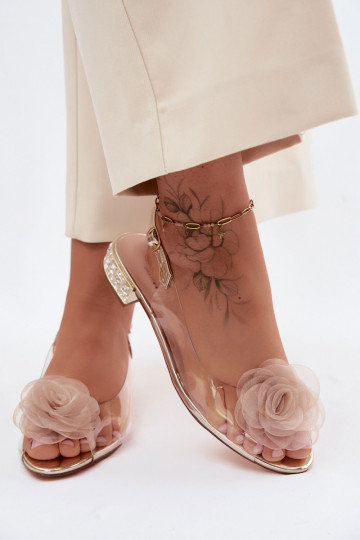 Sandali trasparenti da donna con rosa D&A MR61-9003 oro 2