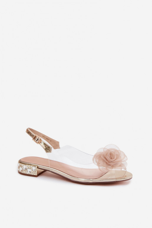 Sandali trasparenti da donna con rosa D&A MR61-9003 oro