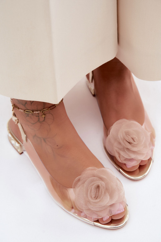 Sandali trasparenti da donna con rosa D&A MR61-9003 oro