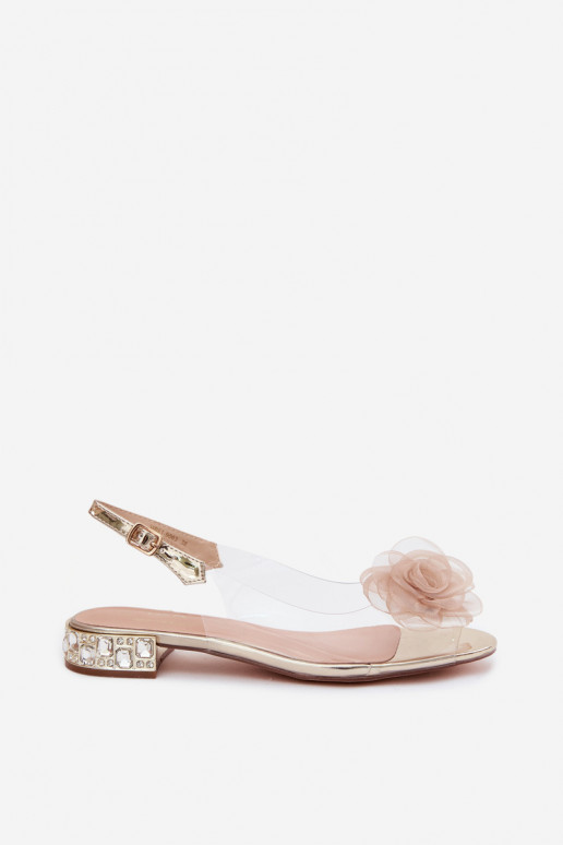 Sandali trasparenti da donna con rosa D&A MR61-9003 oro