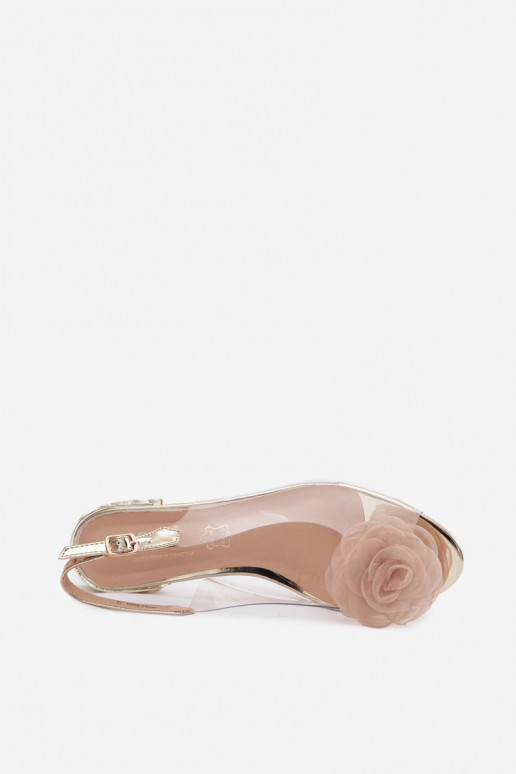 Sandali trasparenti da donna con rosa D&A MR61-9003 oro