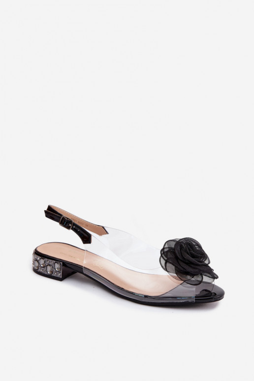 Sandali trasparenti da donna con rosa D&A MR61-9003 nero