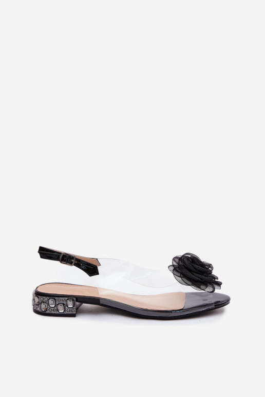 Sandali trasparenti da donna con rosa D&A MR61-9003 nero