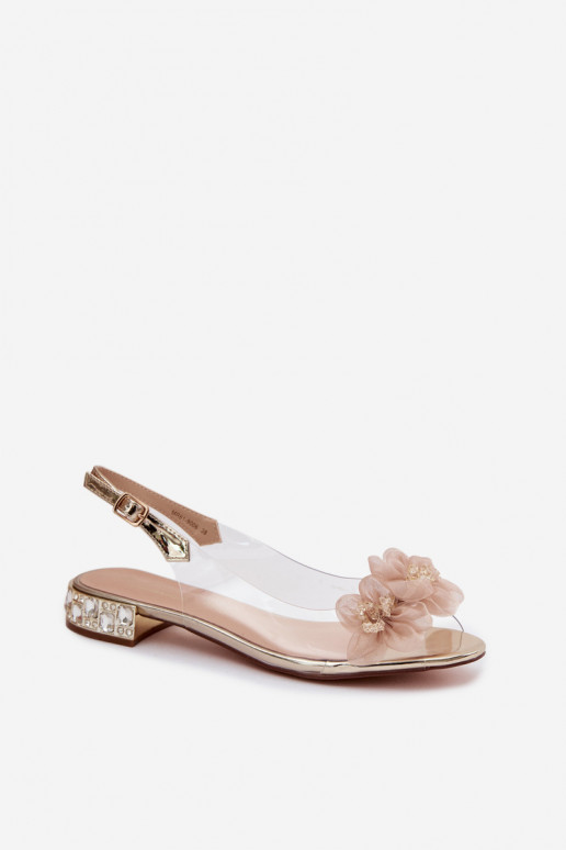 Guardare attraverso sandali con gli occhi lucenti I SiateczkoAymi con motivi florealiami D&A MR61-9006 colore dorato