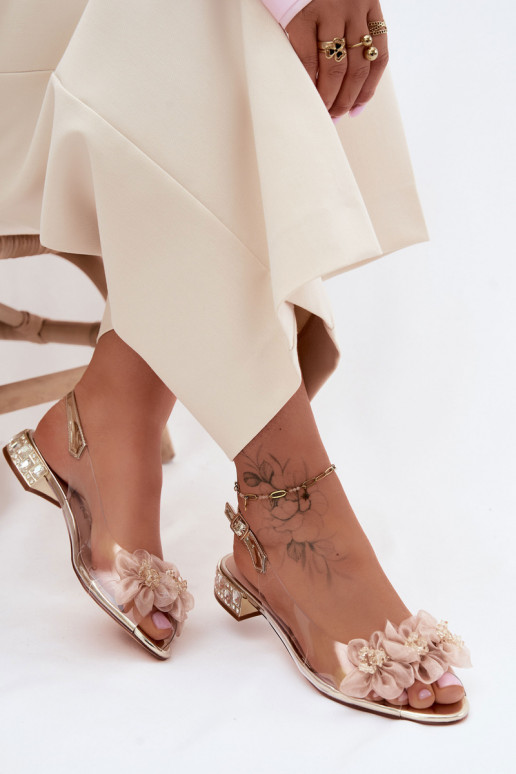 Guardare attraverso sandali con gli occhi lucenti I SiateczkoAymi con motivi florealiami D&A MR61-9006 colore dorato