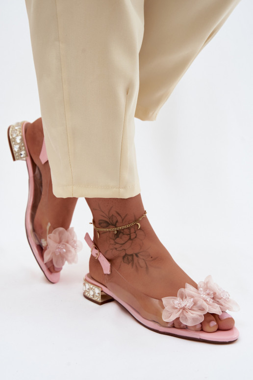 Guardare attraverso sandali con gli occhi lucenti I SiateczkoAymi con motivi florealiami D&A MR61-9006 colore rosa