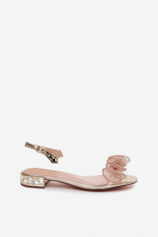 Sandali trasparenti da donna con gemme scintillanti D&A MR61-9002 oro