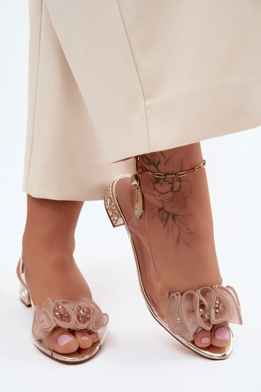 Sandali trasparenti da donna con gemme scintillanti D&A MR61-9002 oro