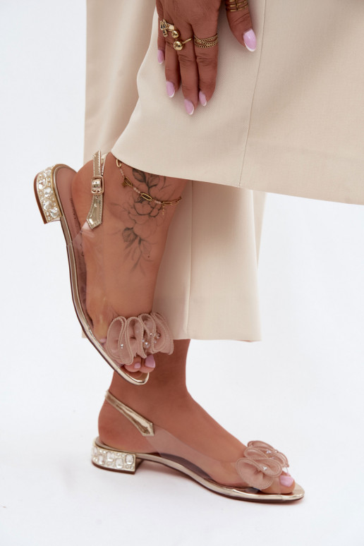 Sandali da donna Guardare attraverso con gli occhi lucenti D&A MR61-9002 colore dorato