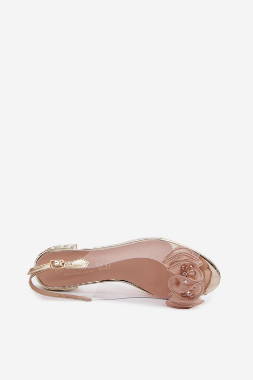 Sandali trasparenti da donna con gemme scintillanti D&A MR61-9002 oro
