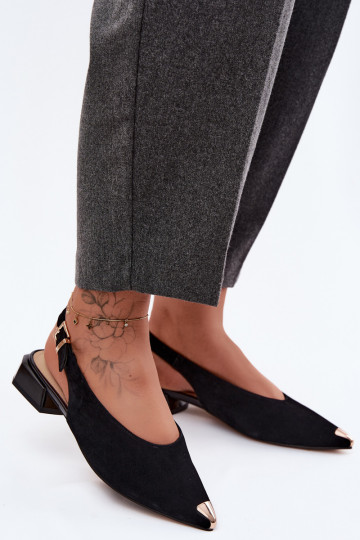 Sandali in suede da donna con tacco basso D&A CR61-3050 nero