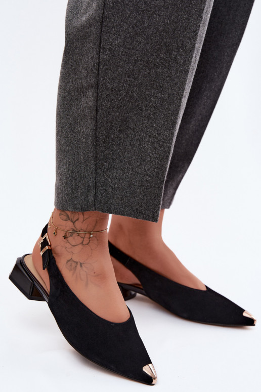 Sandali in suede da donna con tacco basso D&A CR61-3050 nero