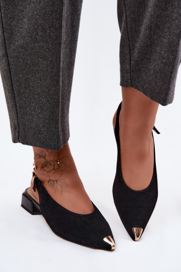 Sandali in suede da donna con tacco basso D&A CR61-3050 nero 2