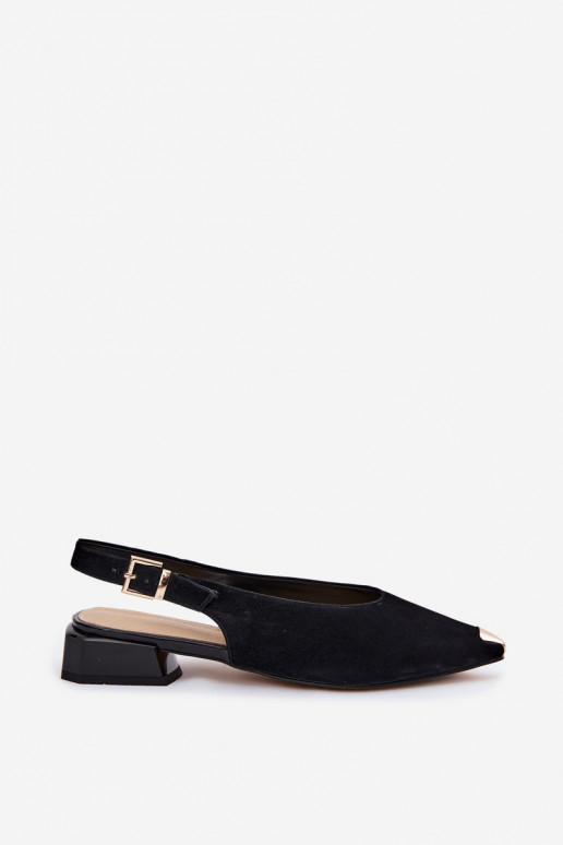 Sandali in suede da donna con tacco basso D&A CR61-3050 nero