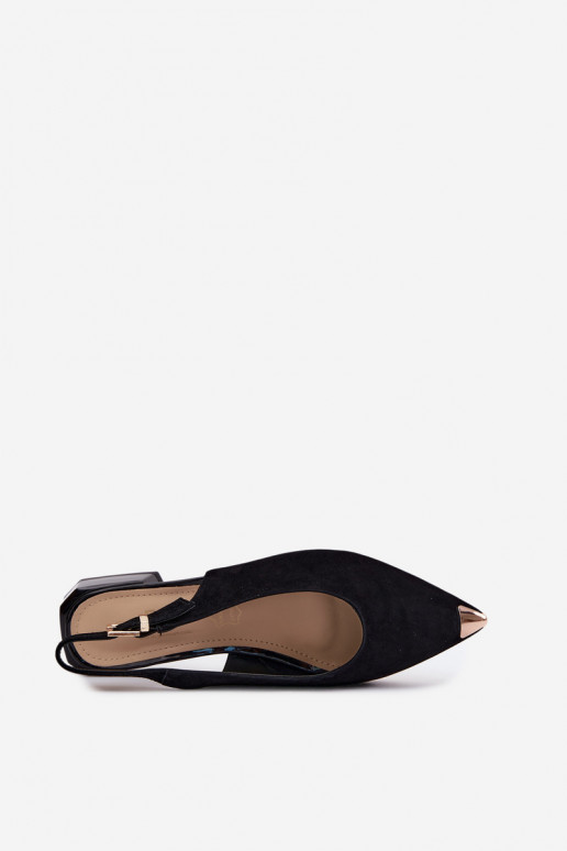 Sandali in suede da donna con tacco basso D&A CR61-3050 nero