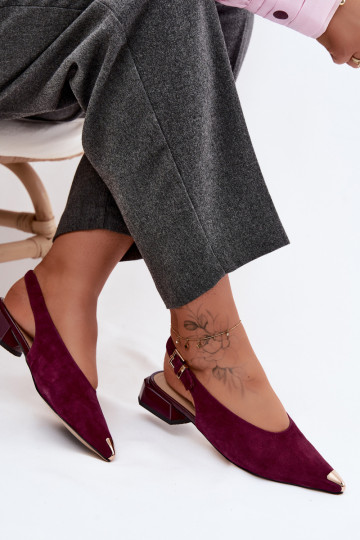 Sandali in suede da donna con tacco basso D&A CR61-3050 bordeaux