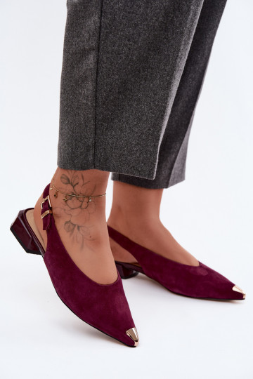 Sandali in suede da donna con tacco basso D&A CR61-3050 bordeaux 2