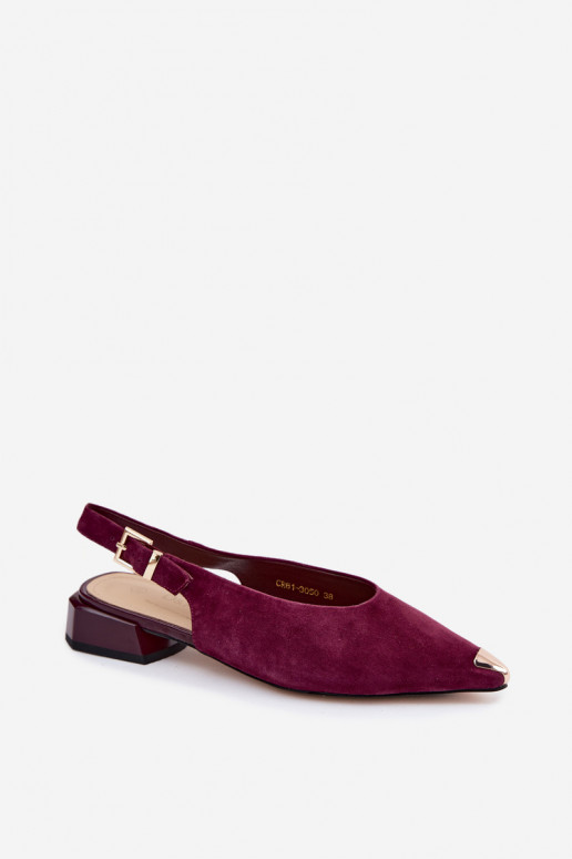 Sandali in suede da donna con tacco basso D&A CR61-3050 bordeaux