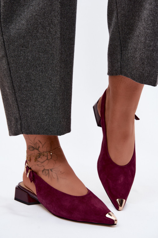Sandali in suede da donna con tacco basso D&A CR61-3050 bordeaux
