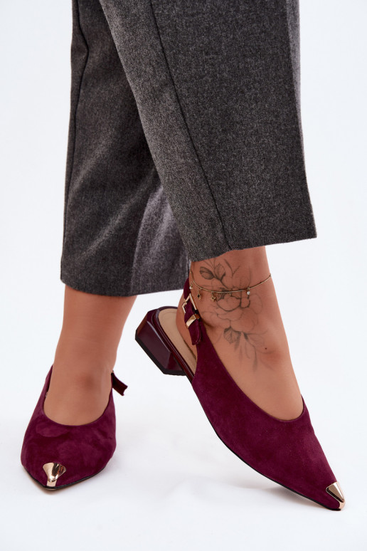 Sandali in suede da donna con tacco basso D&A CR61-3050 bordeaux
