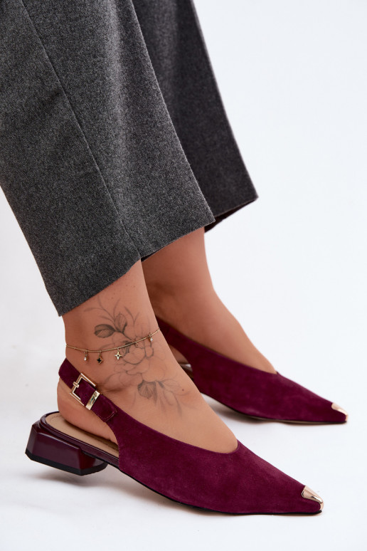 Sandali in suede da donna con tacco basso D&A CR61-3050 bordeaux